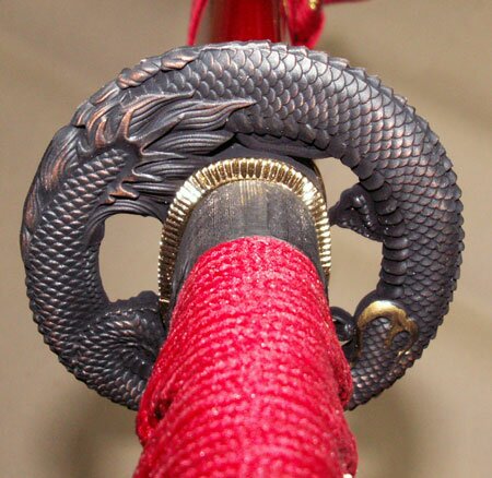 Samurai Katana - Dragon Tsuba Burgundy