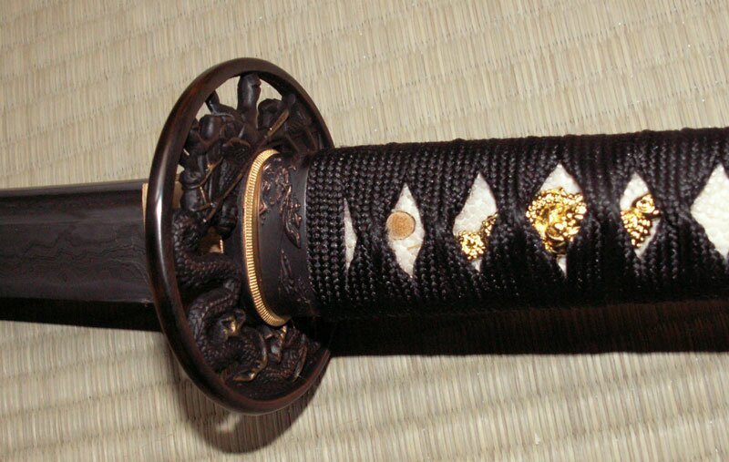 Miecz Katana Ten Ryu Damascus Sword Dragon Tsuba