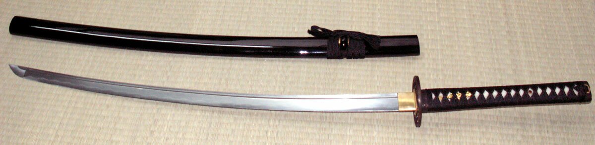 Miecz Katana Ten Ryu Damascus Sword Samurai Battle Tsuba