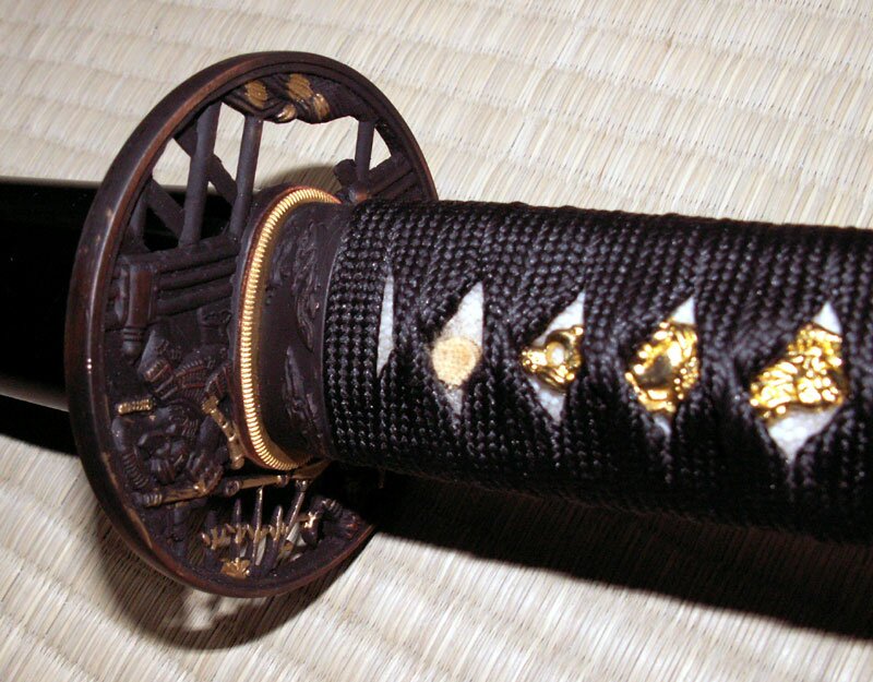 Miecz Katana Ten Ryu Damascus Sword Samurai Battle Tsuba