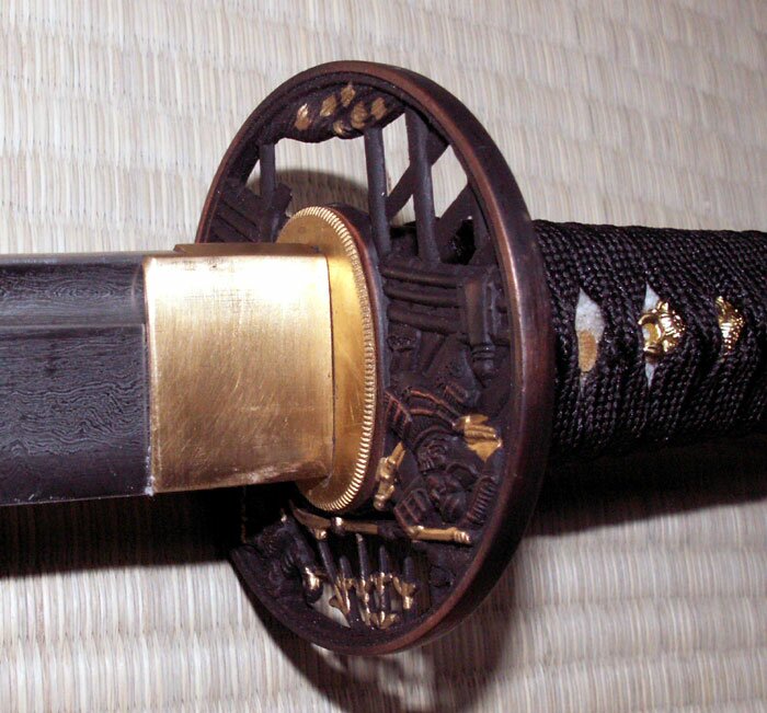 Miecz Katana Ten Ryu Damascus Sword Samurai Battle Tsuba