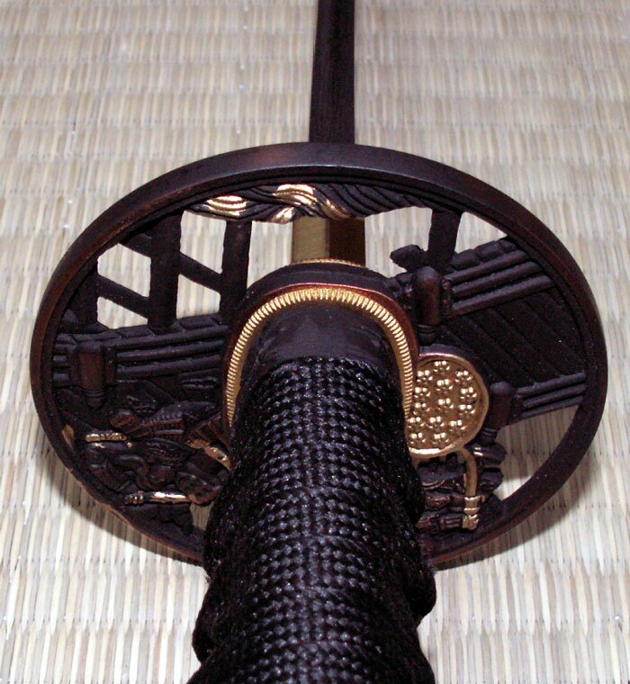 Miecz Katana Ten Ryu Damascus Sword Samurai Battle Tsuba
