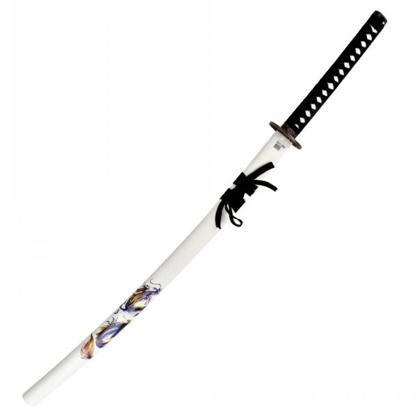 Katana Ozdobna Biała z Motywem Smoka Katana Ozdobna Biała z Motywem Smoka