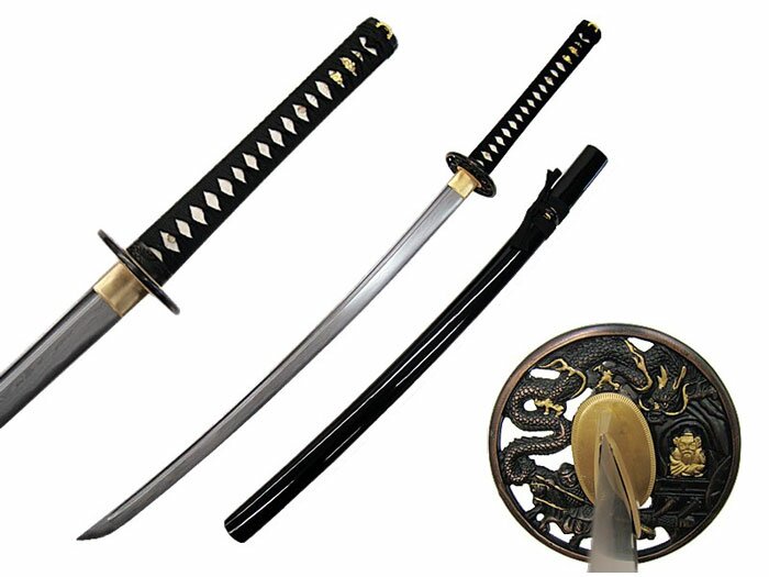 Miecz Katana Ten Ryu Damascus Sword Dragon Tsuba Miecz Katana Ten Ryu Damascus Sword Dragon Tsuba