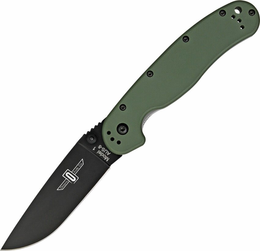 Nóż Ontario RAT-1 Black OD Green Handle