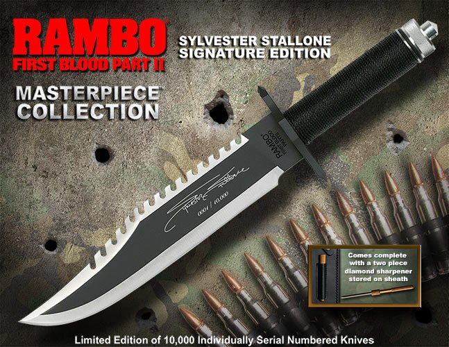 Nóż Rambo II Sylvester Stallone Signature Edition Hollywood Collectibles Group