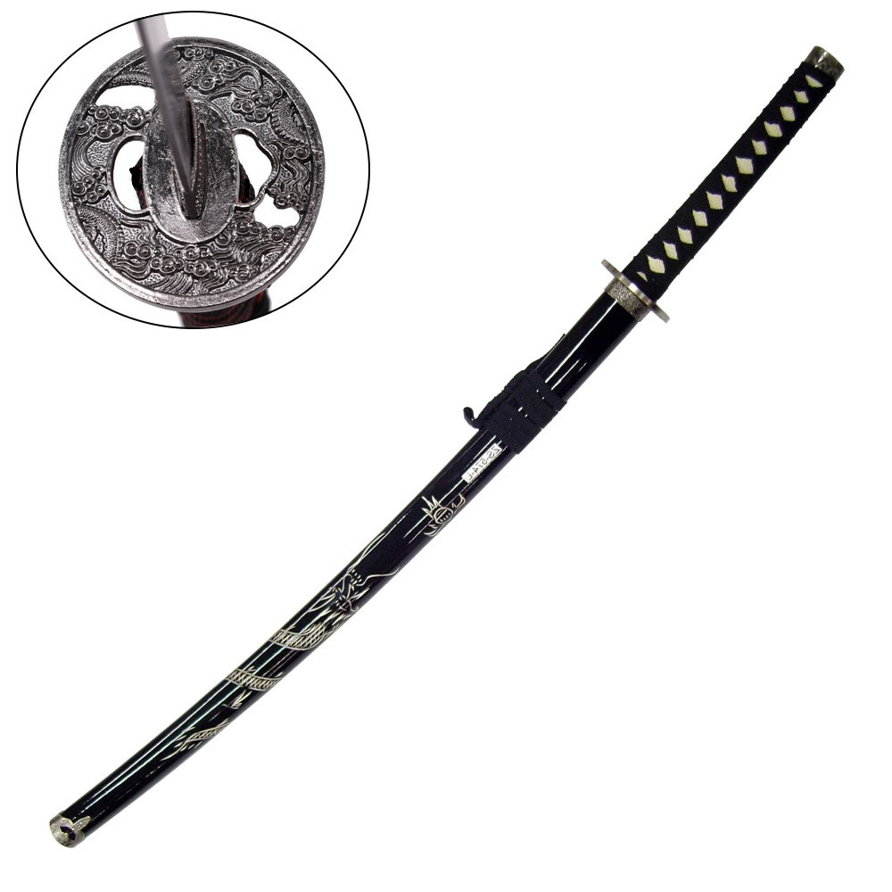 Samurai Katana with Dragon on Saya Black Samurai Katana with Dragon on Saya Black