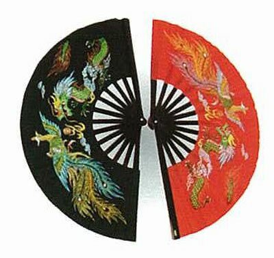 Wachlarz do Kung Fu - Dragon and Phoenix Red